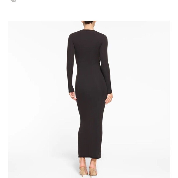 SKIMS Fits Everybody Crew Neck Long Sleeve Dress | Onyx | Size small nwt - Picture 2 of 4